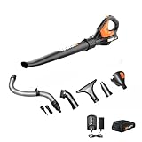 Worx 20V Cordless Leaf Blower WG545.1, Up to 120 MPH Air Speed, Long Nozzle Design for Narrow...