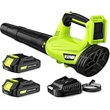 Leaf Blower, Electric Cordless Leaf Blower with 2 Batteries and Charger, 2 Speed Mode, Lightweight...