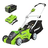 Greenworks 40V 16' Cordless (Push) Lawn Mower (75+ Compatible Tools), 4.0Ah Battery and Charger...