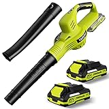 Cordless Leaf Blower - Electric Leaf Blower Cordless with 2 Batteries and Charger - 2 Speed Mode -...