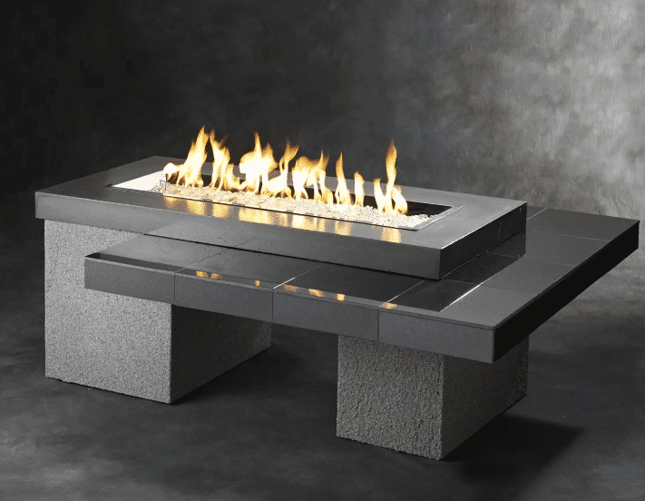 The Outdoor GreatRoom Company Uptown Black Fire Pit Table Rectangle